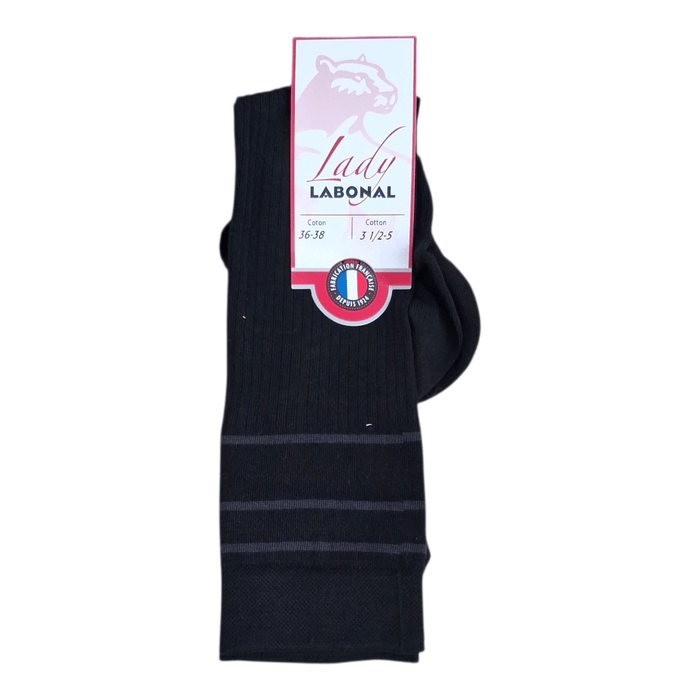 Mi-bas pour Femme en Coton - Touché doux - Noir - 36-38 (A0113)