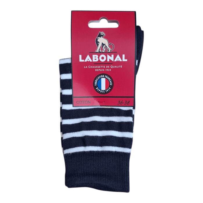 Chaussettes pour Femme en Coton - Touché doux - Marine/Blanc - 36-38 (A0114)