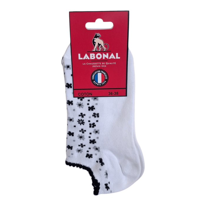 Mini-socquettes pour Femme en Coton - Touché doux - Blanc/Noir - 36-38 (A0221)