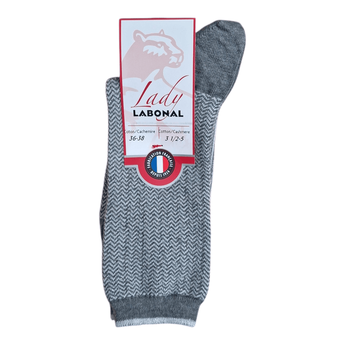 Chaussettes pour Femme en Coton - Contient du cachemire - Gris/Ciel - 36-38 (A0234)