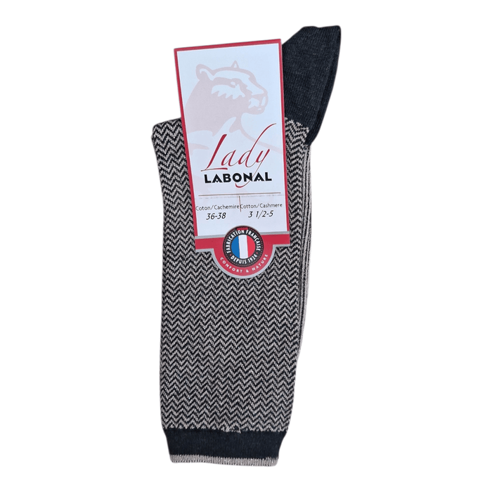 Chaussettes pour Femme en Coton - Contient du cachemire - Anthracite/Rose - 36-38 (A0422)