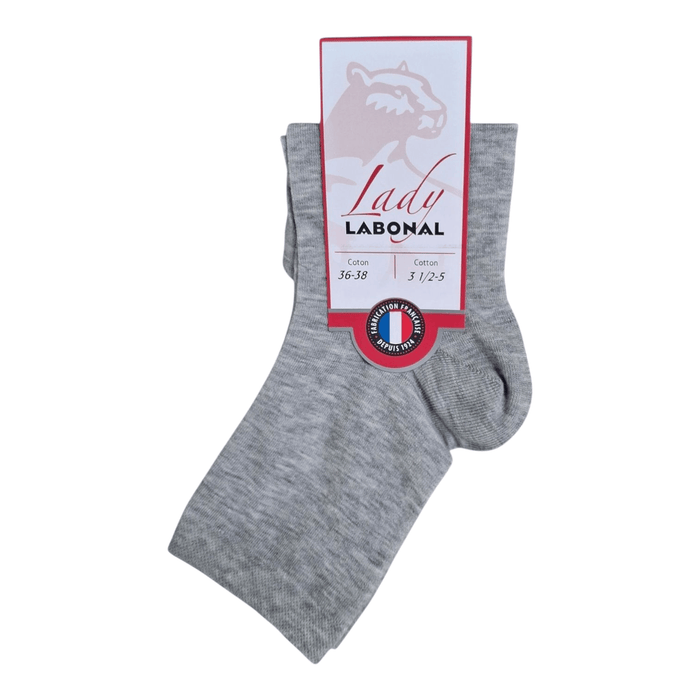 Socquettes pour Femme en Coton - Touché doux - Gris clair - 36-38 (A0521)