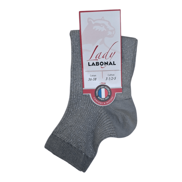 Socquettes pour Femme en Coton - Brillant - Gris - 36-38 (A0711)