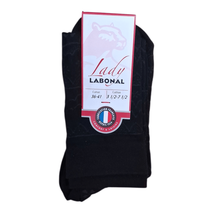 Mi-bas pour Femme en Coton - Touché doux - Noir - 36-41 (A0721)