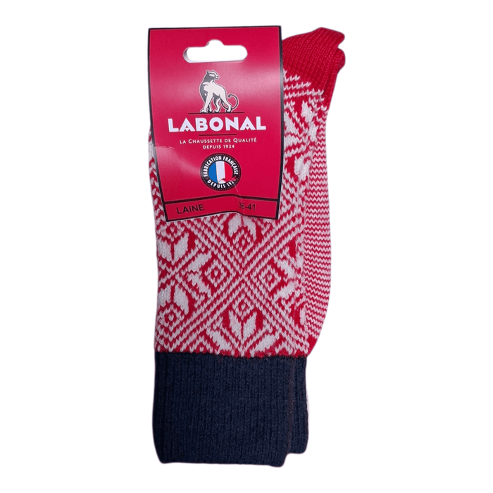 Chaussettes pour Femme en Laine - Produit épais - Rouge/Marine - 36-41 (A0844)