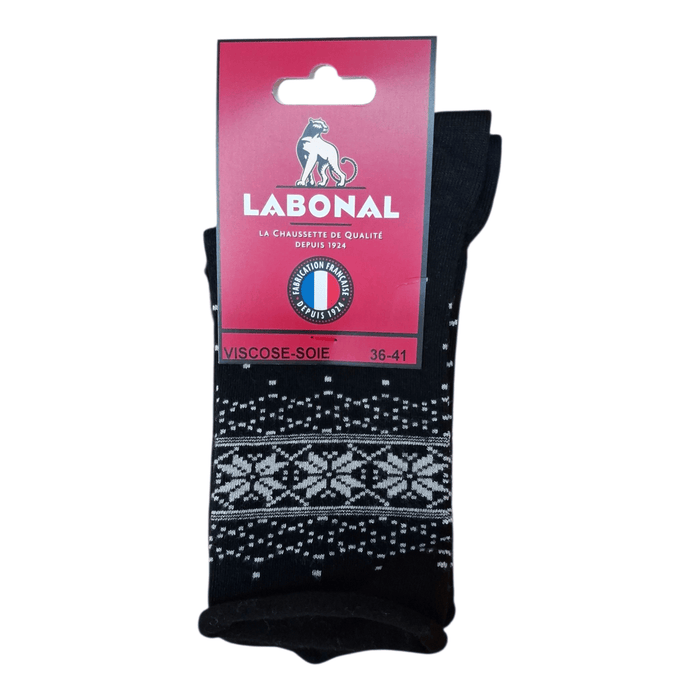 Chaussettes pour Femme en Viscose - Contient de la soie - Noir - 36-41 (A0913)