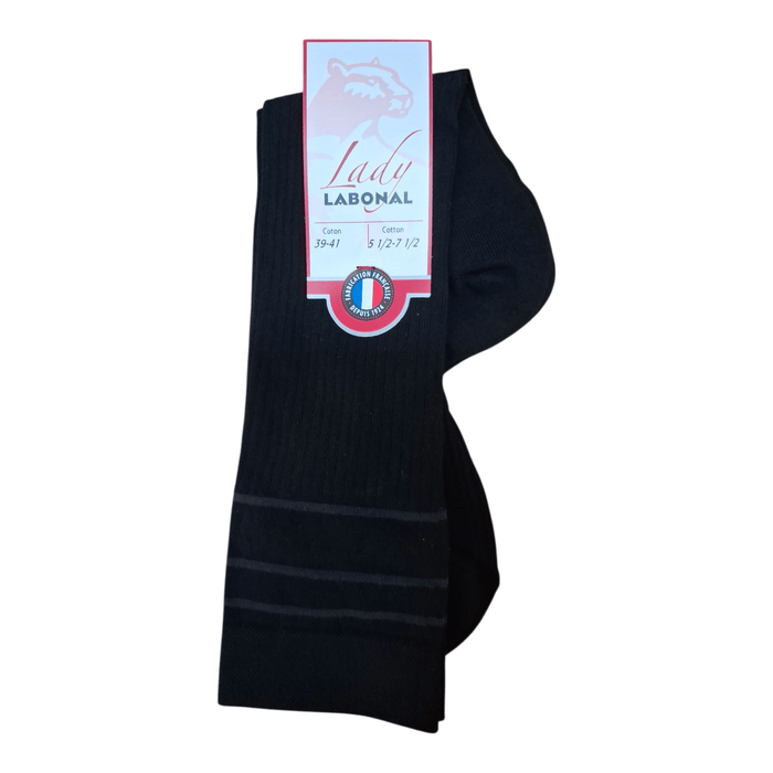 Mi-bas pour Femme en Coton - Touché doux - Noir - 39-41 (A1012)