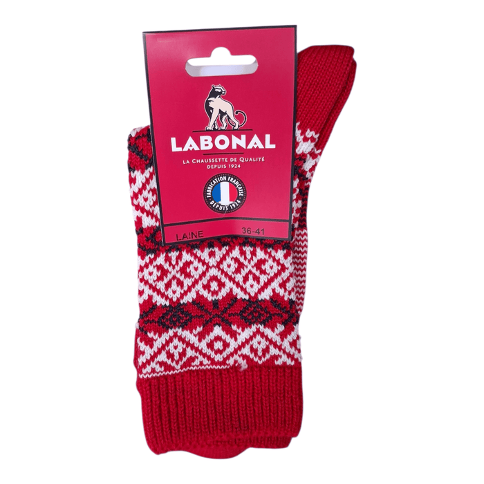 Chaussettes pour Femme en Laine - Produit épais - Rouge/Blanc - 36-41 (A1023)