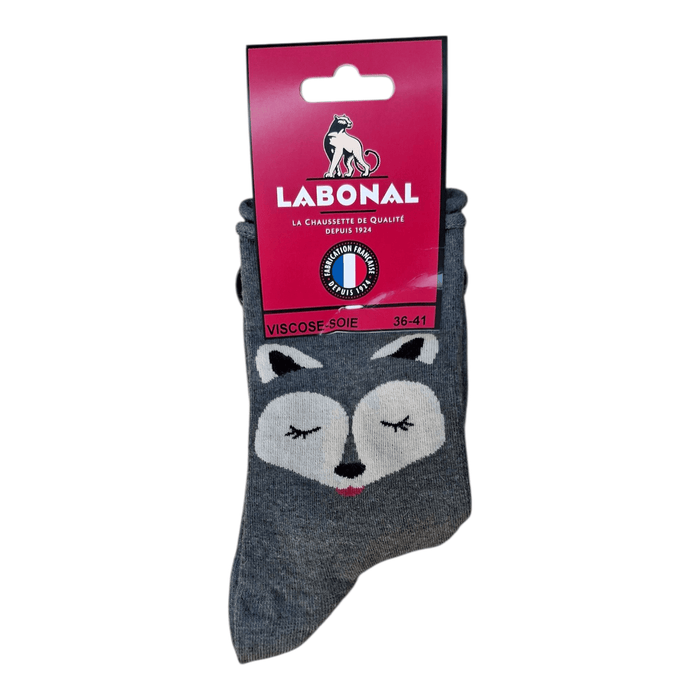 Chaussettes pour Femme en Viscose - Contient de la soie - Gris - 36-41 (A1042)