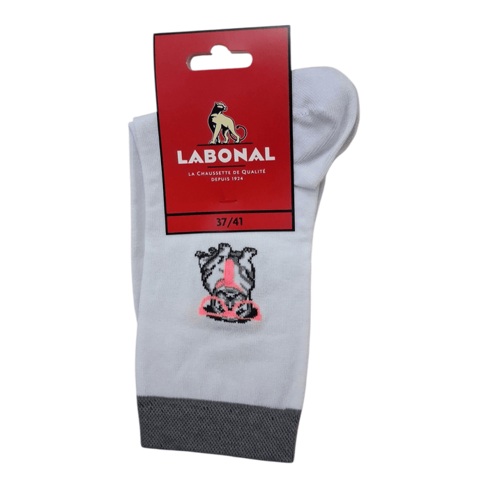 Chaussettes pour Femme en Coton - Touché doux - Blanc/Gris - 36-41 (B0221)