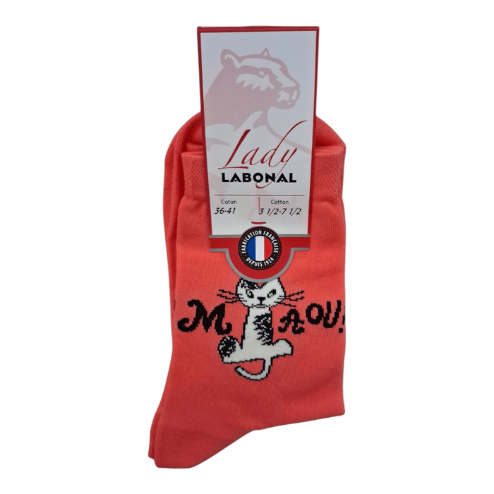 Chaussettes pour Femme en Coton - Touché doux - Corail - 36-41 (B0243)