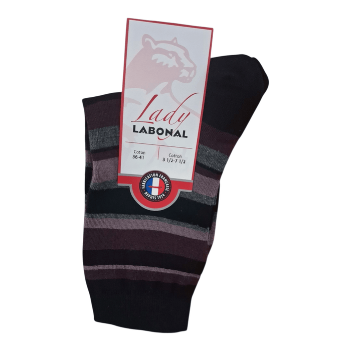 Chaussettes pour Femme en Coton - Touché doux - Noir/Violet - 36-41 (B0244)