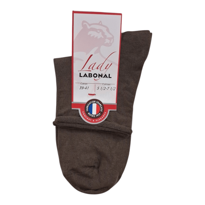 Socquettes pour Femme en Coton - Touché doux - Marron - 39-41 (B0323)