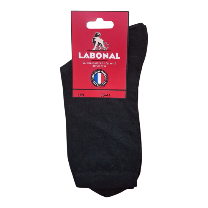 Chaussettes pour Femme en Lin - Matière naturelle - Noir - 36-41 (B0333)
