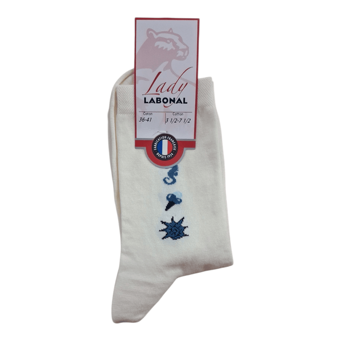 Chaussettes pour Femme en Coton - Touché doux - Ecru - 36-41 (B0412)