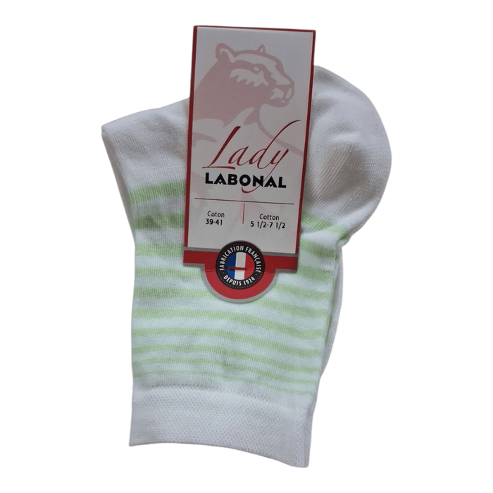 Chaussettes pour Femme en Coton - Touché doux - Blanc/Vert - 39-41 (B0441)