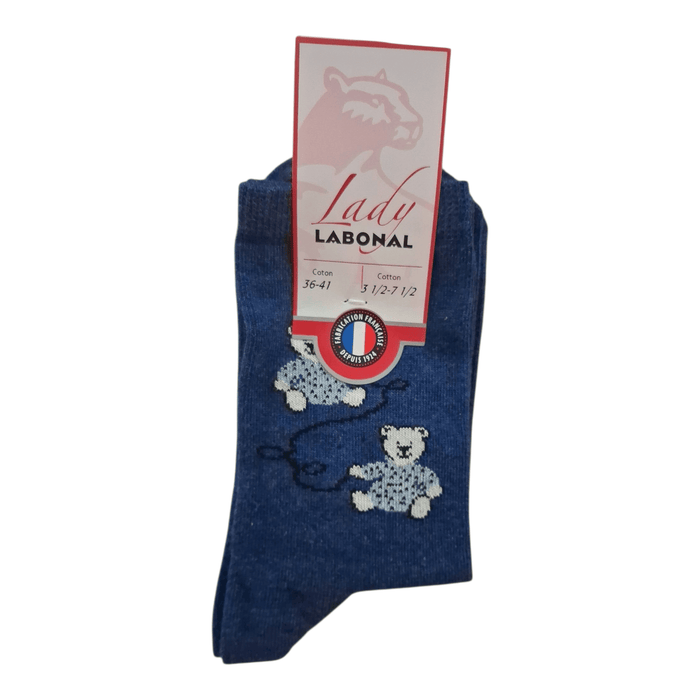 Chaussettes pour Femme en Coton - Touché doux - Bleu chiné - 36-41 (B0534)