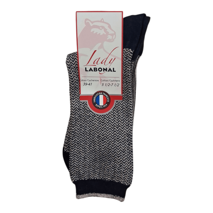 Chaussettes pour Femme en Coton - Contient du cachemire - Marine/Rose - 39-41 (B0621)