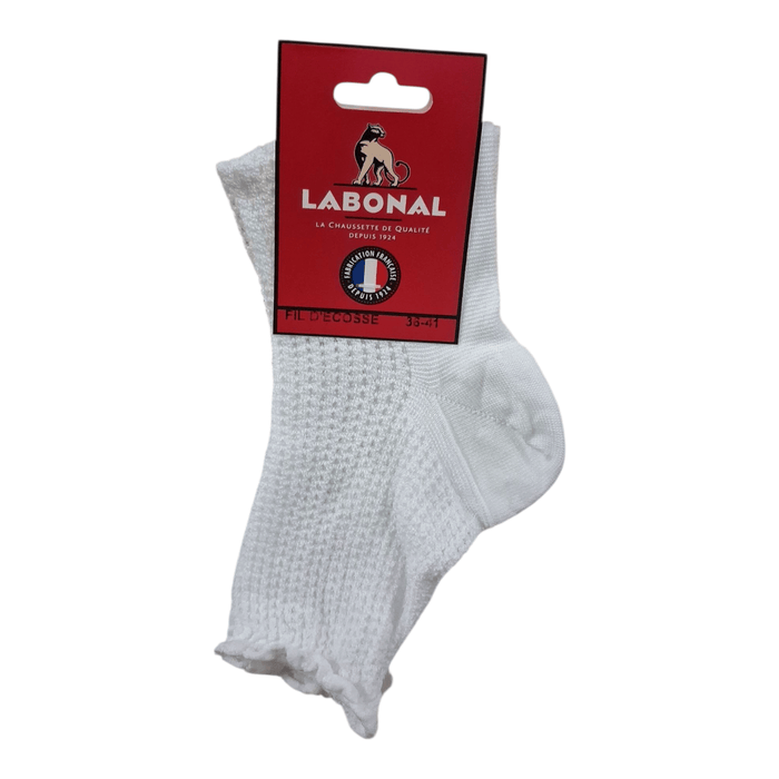 Chaussettes pour Femme en Fil d'Ecosse - Maille ajourée - Blanc - 36-41 (B0623)