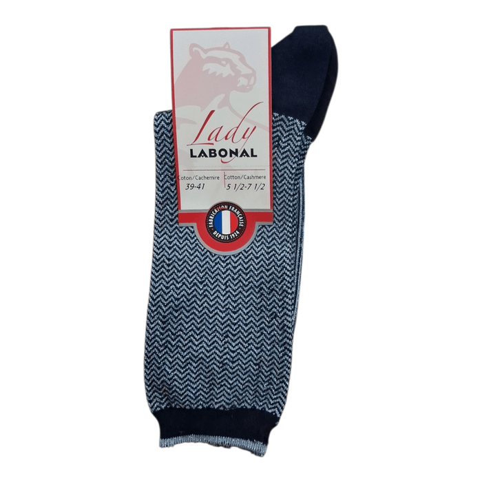 Chaussettes pour Femme en Coton - Contient du cachemire - Marine/Ciel - 39-41 (B0634)