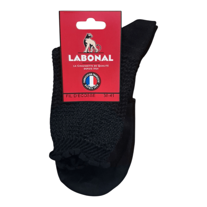 Chaussettes pour Femme en Fil d'Ecosse - Maille ajourée - Noir - 36-41 (B0731)