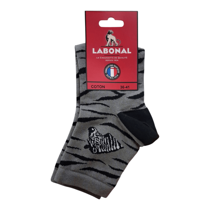 Chaussettes pour Femme en Coton - Touché doux - Gris/Noir - 36-41 (B0743)