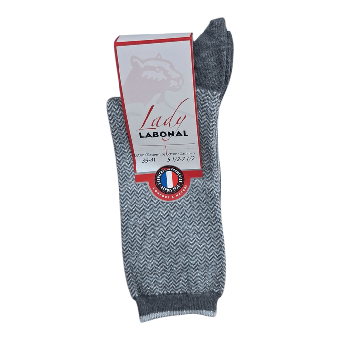 Chaussettes pour Femme en Coton - Contient du cachemire - Gris/Argenté - 39-41 (B0923)