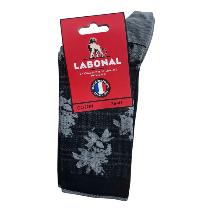 Chaussettes pour Femme en Coton - Touché doux - Noir/Gris - 36-41 (B0941)