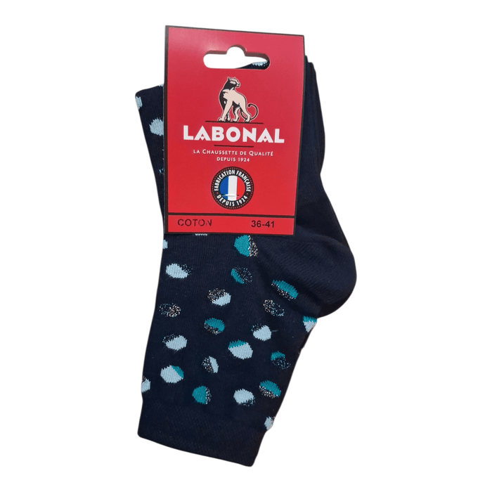 Chaussettes pour Femme en Coton - Brillant - Marine - 36-41 (B1034)