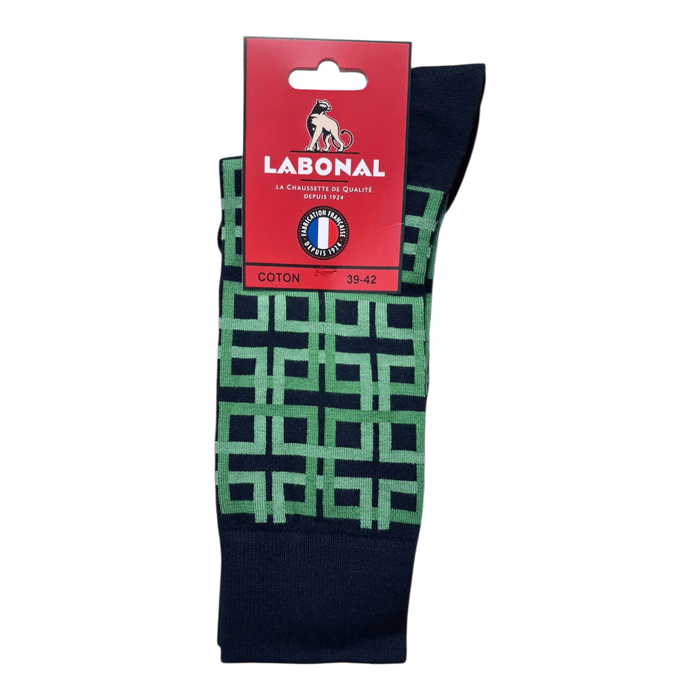 Chaussettes pour Homme en Coton - Touché doux - Marine/Vert - 39-42 (C0222)