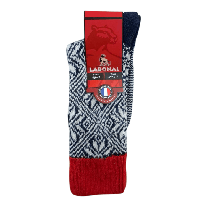 Chaussettes pour Homme en Laine - Produit épais - Marine/Rouge - 40-41 (C0522)