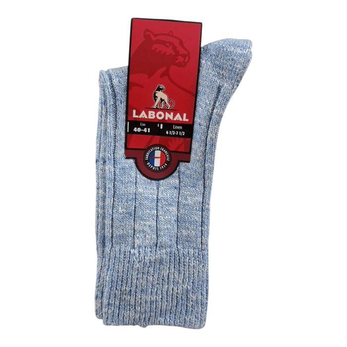 Chaussettes pour Homme en Lin - Contient de la soie - Bleu chiné - 40-41 (C0823)