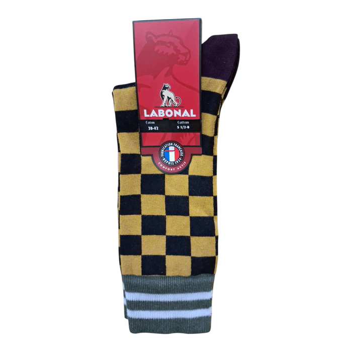 Chaussettes pour Homme en Coton - Touché doux - Jaune/Noir - 39-42 (D0143)