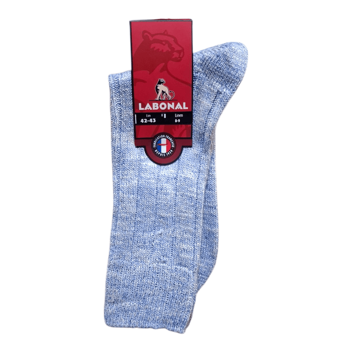 Chaussettes pour Homme en Lin - Contient de la soie - Bleu chiné - 42-43 (D0521)
