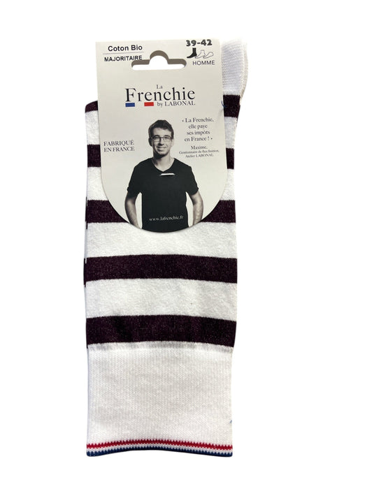 Chaussettes pour Homme en Coton - Produit éco-responsable - Blanc/Mûre - 39-42 (E0111)