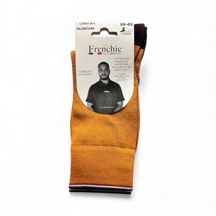 Chaussettes pour Homme en Coton - Produit éco-responsable - Ocre/Mûre - 39-42 (E0112)