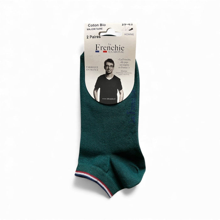 Lot 2 paires de Mini-socquettes pour Homme en Coton - Produit éco-responsable - Vert - 39-42 (E0121)