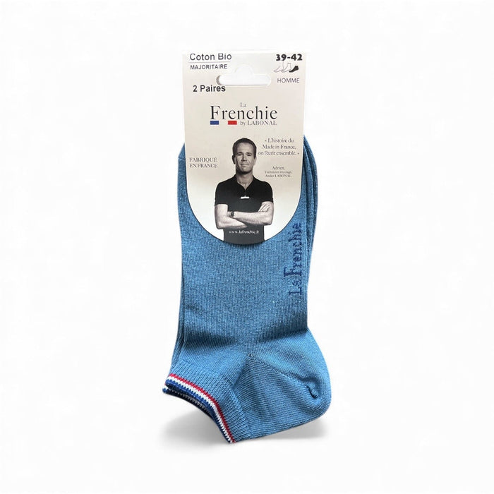Lot 2 paires de Mini-socquettes pour Homme en Coton - Produit éco-responsable - Bleu - 39-42 (E0131)
