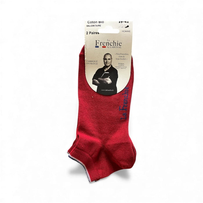Lot 2 paires de Mini-socquettes pour Homme en Coton - Produit éco-responsable - Rouge - 39-42 (E0132)