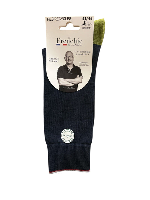 Chaussettes pour Homme en Coton - Produit éco-responsable - Marine/Vert - 43-46 (E0322)