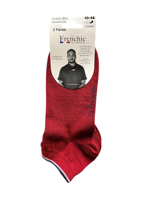 Lot 2 paires de Mini-socquettes pour Homme en Coton - Produit éco-responsable - Rouge - 43-46 (E0323)