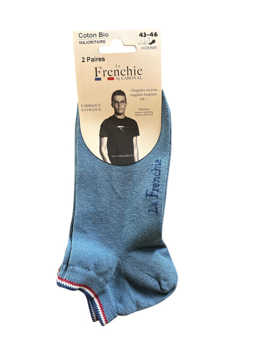Lot 2 paires de Mini-socquettes pour Homme en Coton - Produit éco-responsable - Bleu - 43-46 (E0331)