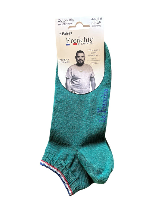 Lot 2 paires de Mini-socquettes pour Homme en Coton - Produit éco-responsable - Vert - 43-46 (E0334)